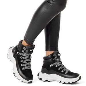 NWT SOREL Kinetic Breakthrough Conquest Waterproof Black White Sneakers Booties